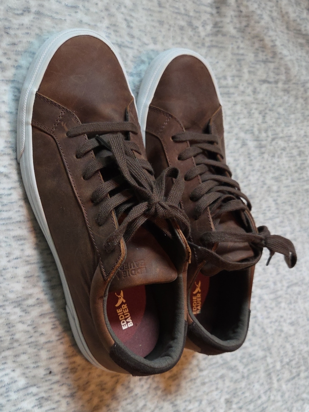 Eddie Bauer Men’s Dark Brown Lace-Up Sneakers with White Sole
